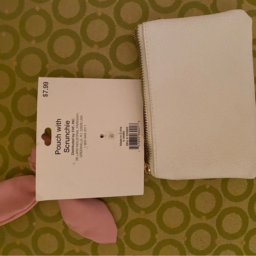 Bride tribe white and pink pouch and scrunchie